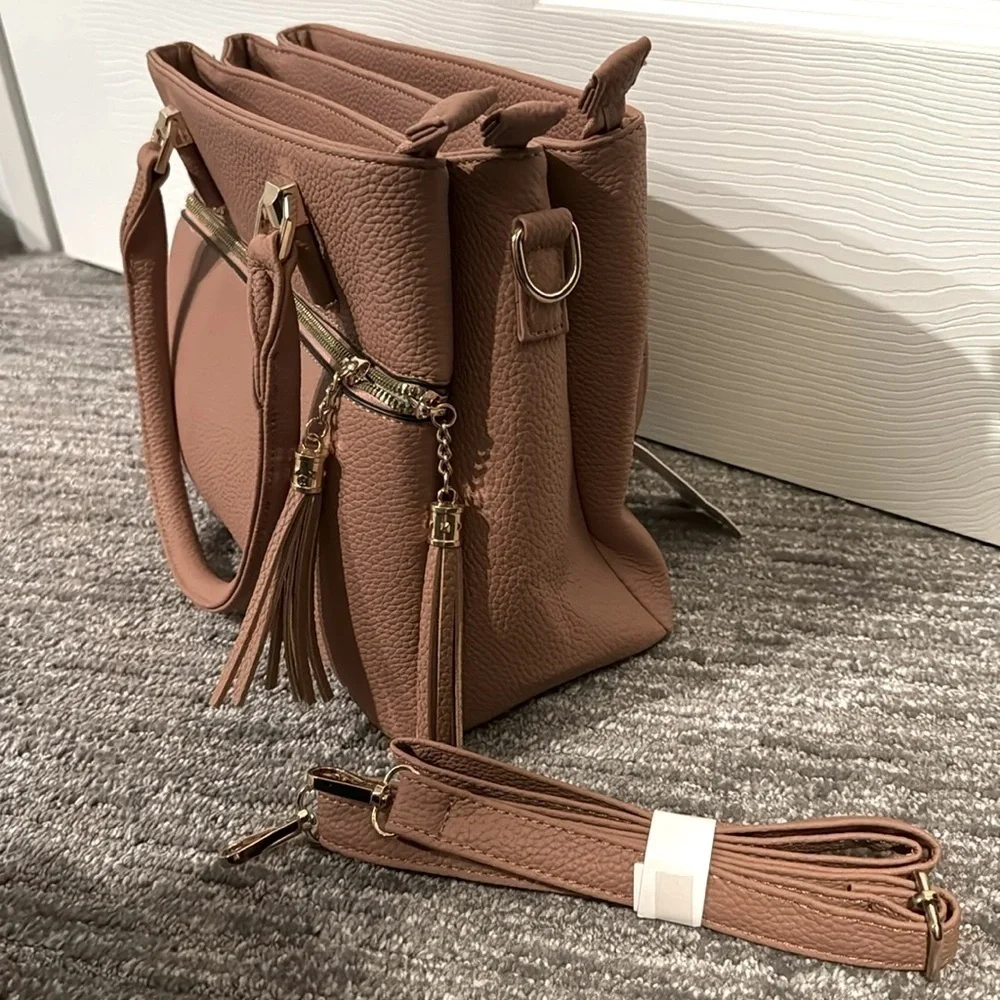 🆕Women Satchel Handle/Shoulder Handbag-Pockets Zipper PU Leather Crossbody - New